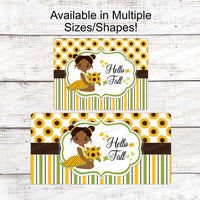 Happy Fall Sunflowers African American Girl