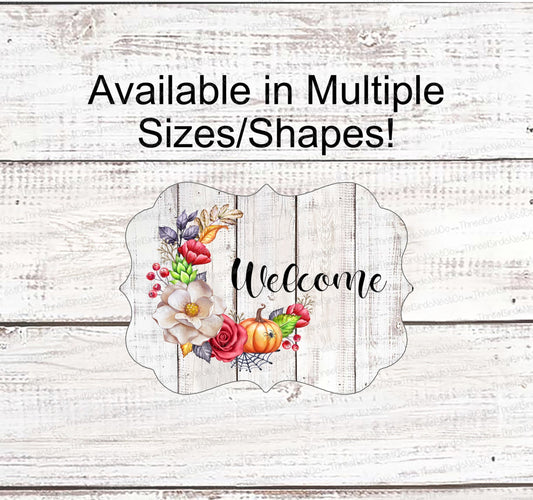 Crescent Fall Wreath Welcome Sign