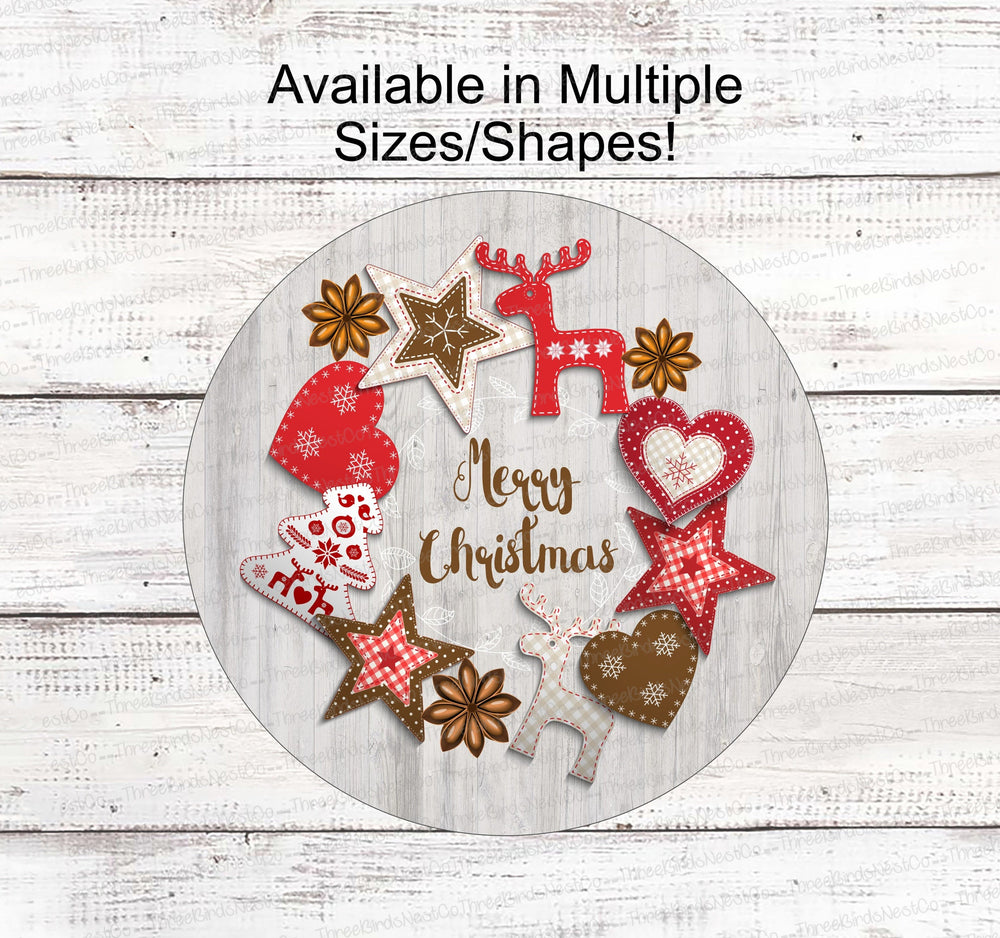 Merry Christmas Patchwork Cutouts Sign