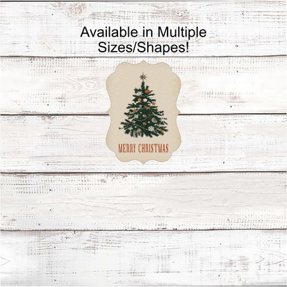 Vintage Merry Christmas Tree Sign