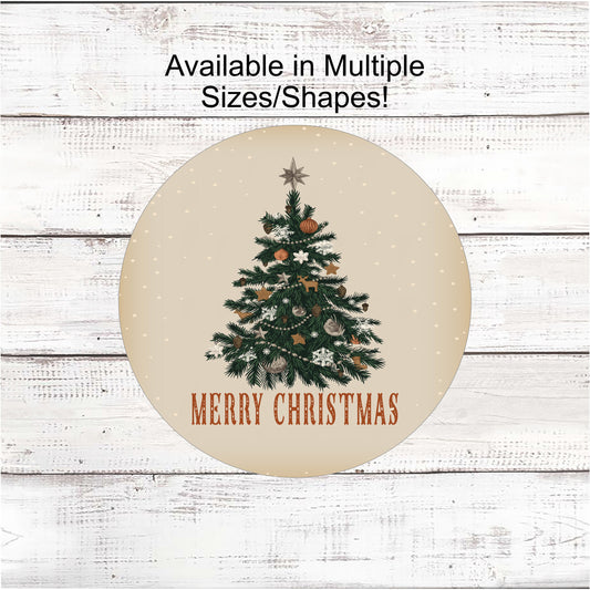 Vintage Merry Christmas Tree Sign