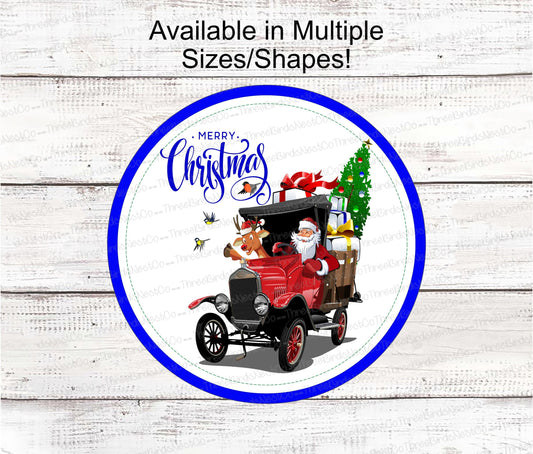 Christmas Truck Signs - Vintage Santa Sign - Red Truck Sign - Christmas Wreath Sign - Old Truck Sign - Vintage Christmas