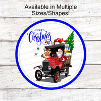 Christmas Truck Signs - Vintage Santa Sign - Red Truck Sign - Christmas Wreath Sign - Old Truck Sign - Vintage Christmas