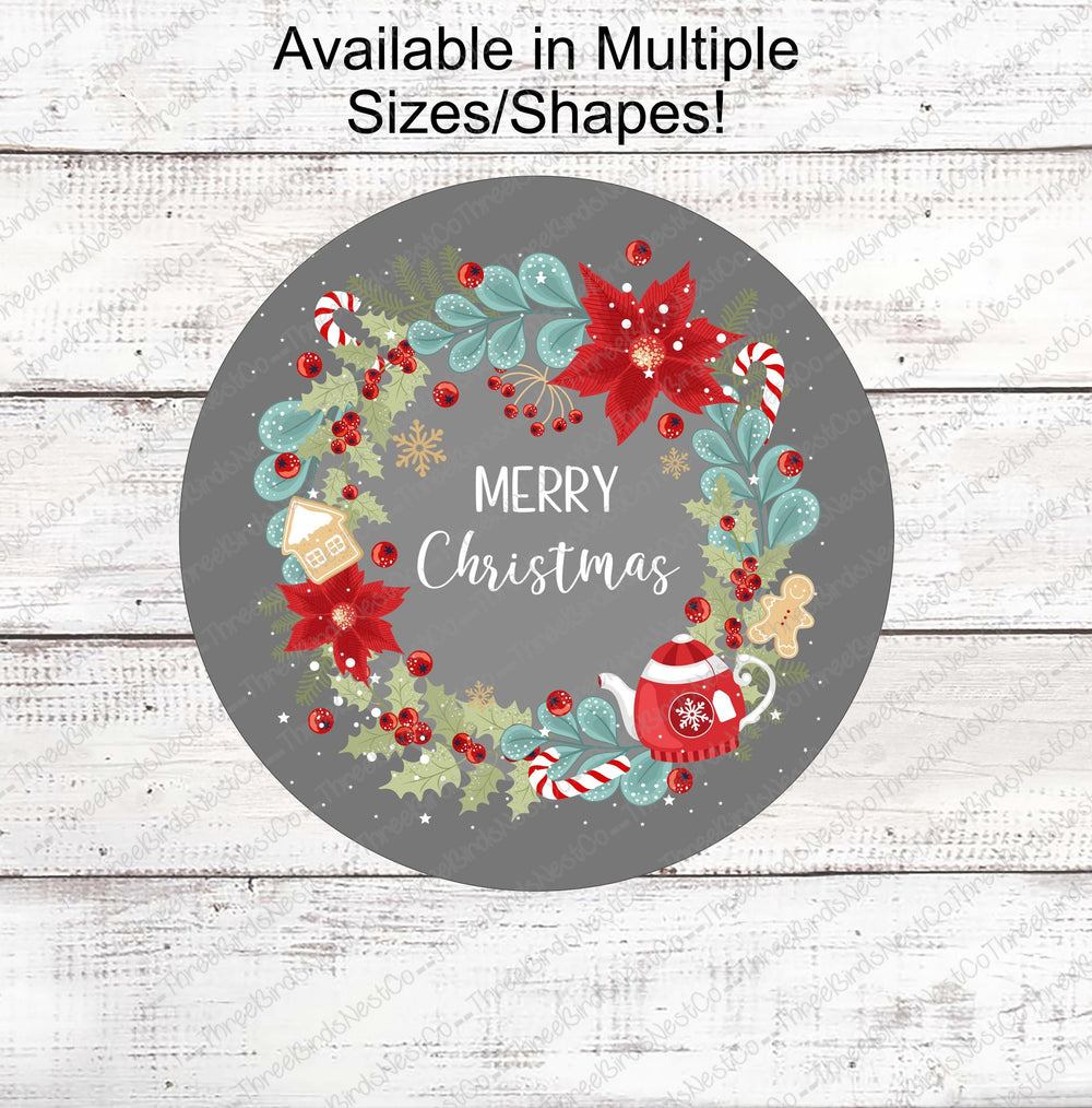 Christmas Wreath Signs - Christmas Signs - Merry Christmas Signs - Poinsettia Sign - Gingerbread Sign - Candy Cane Sign