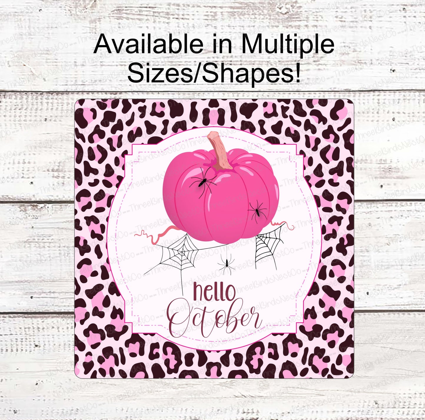 Pink Pumpkin Sign - Breast Cancer Sign - Breast Cancer Wreath Sign - Pink Pumpkin Sign - Fall Wreath Sign - Leopard Print Sign