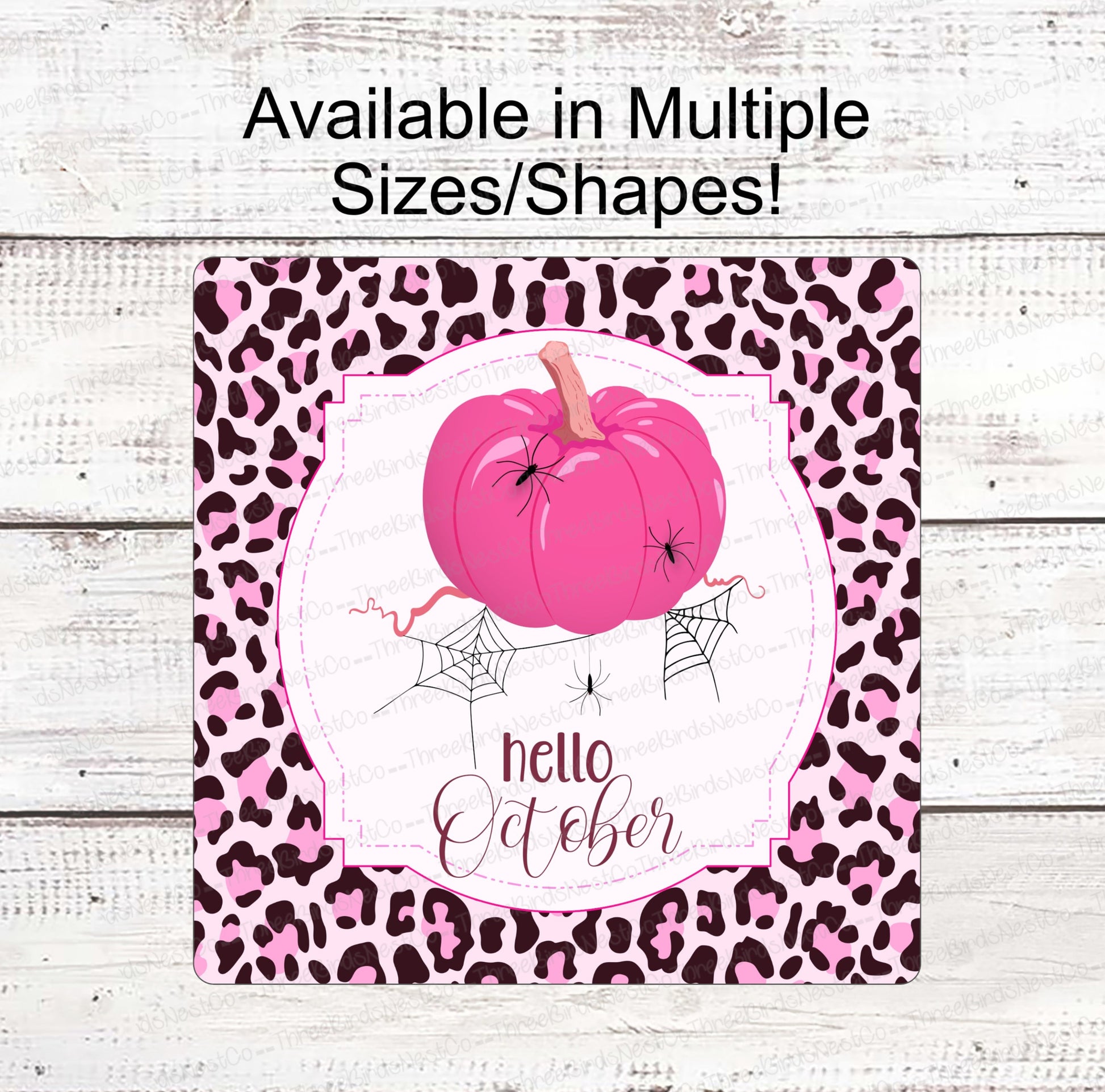 Pink Pumpkin Sign - Breast Cancer Sign - Breast Cancer Wreath Sign - Pink Pumpkin Sign - Fall Wreath Sign - Leopard Print Sign