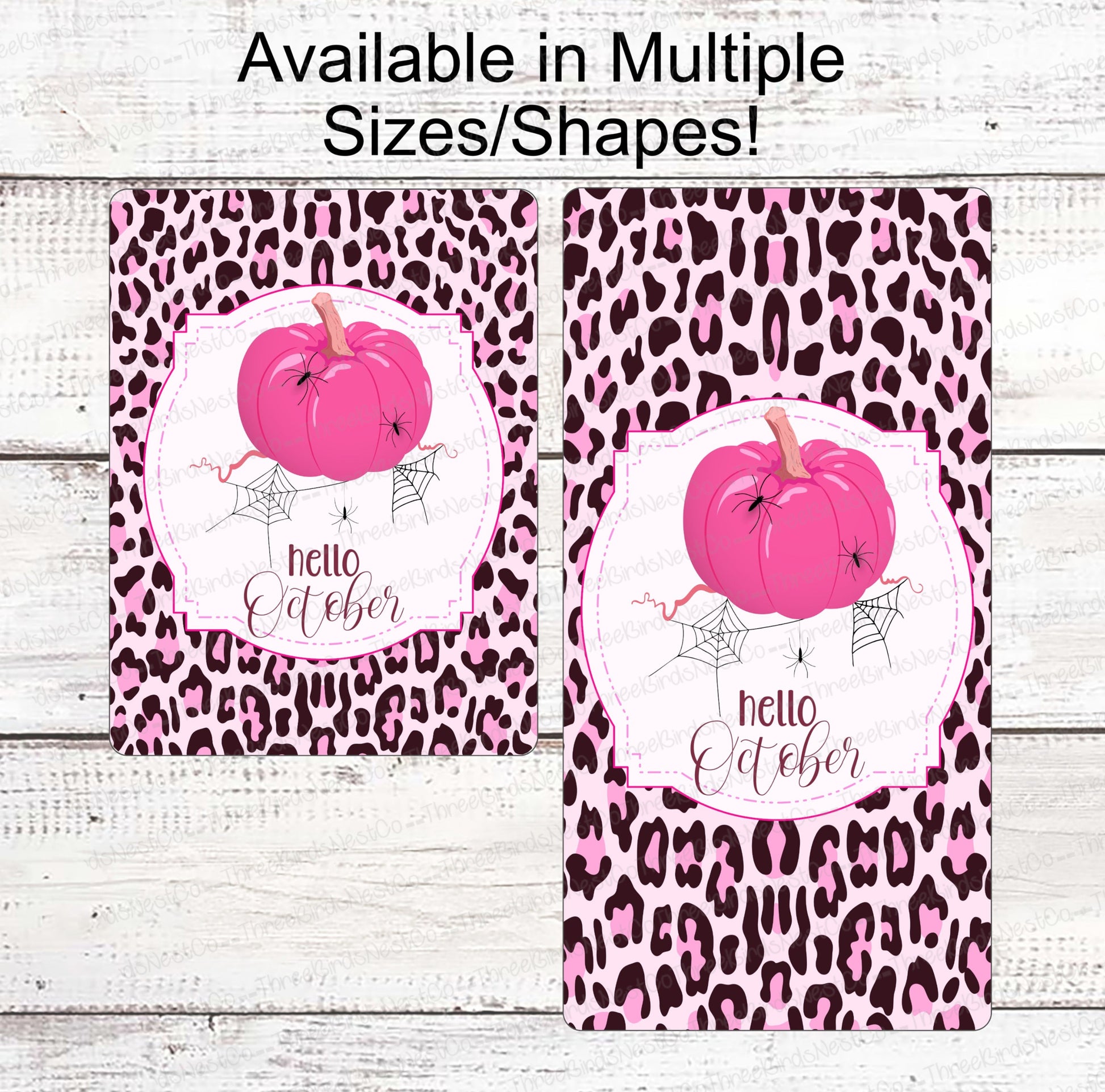 Pink Pumpkin Sign - Breast Cancer Sign - Breast Cancer Wreath Sign - Pink Pumpkin Sign - Fall Wreath Sign - Leopard Print Sign