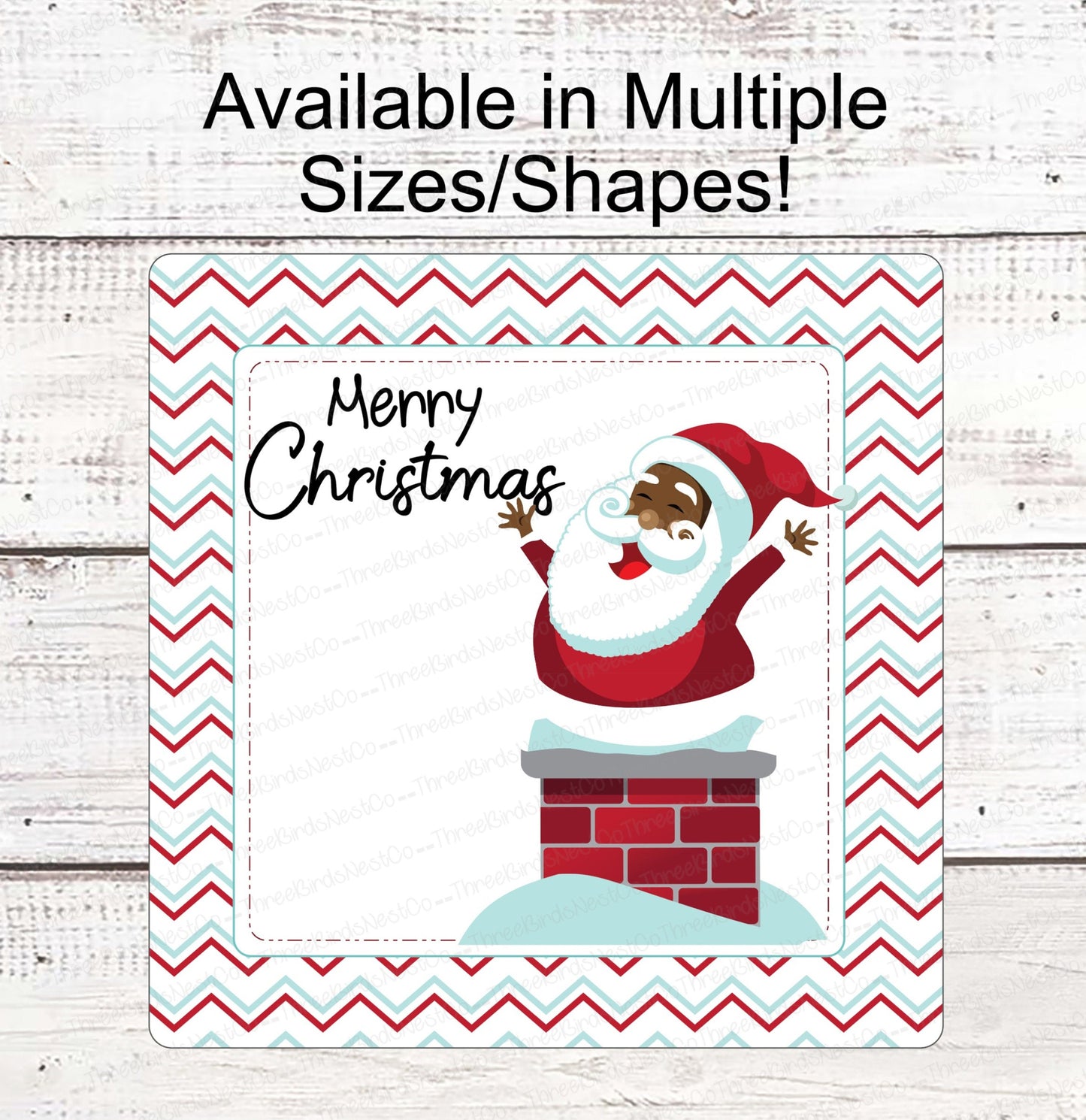African American Santa in Chimney Christmas Sign