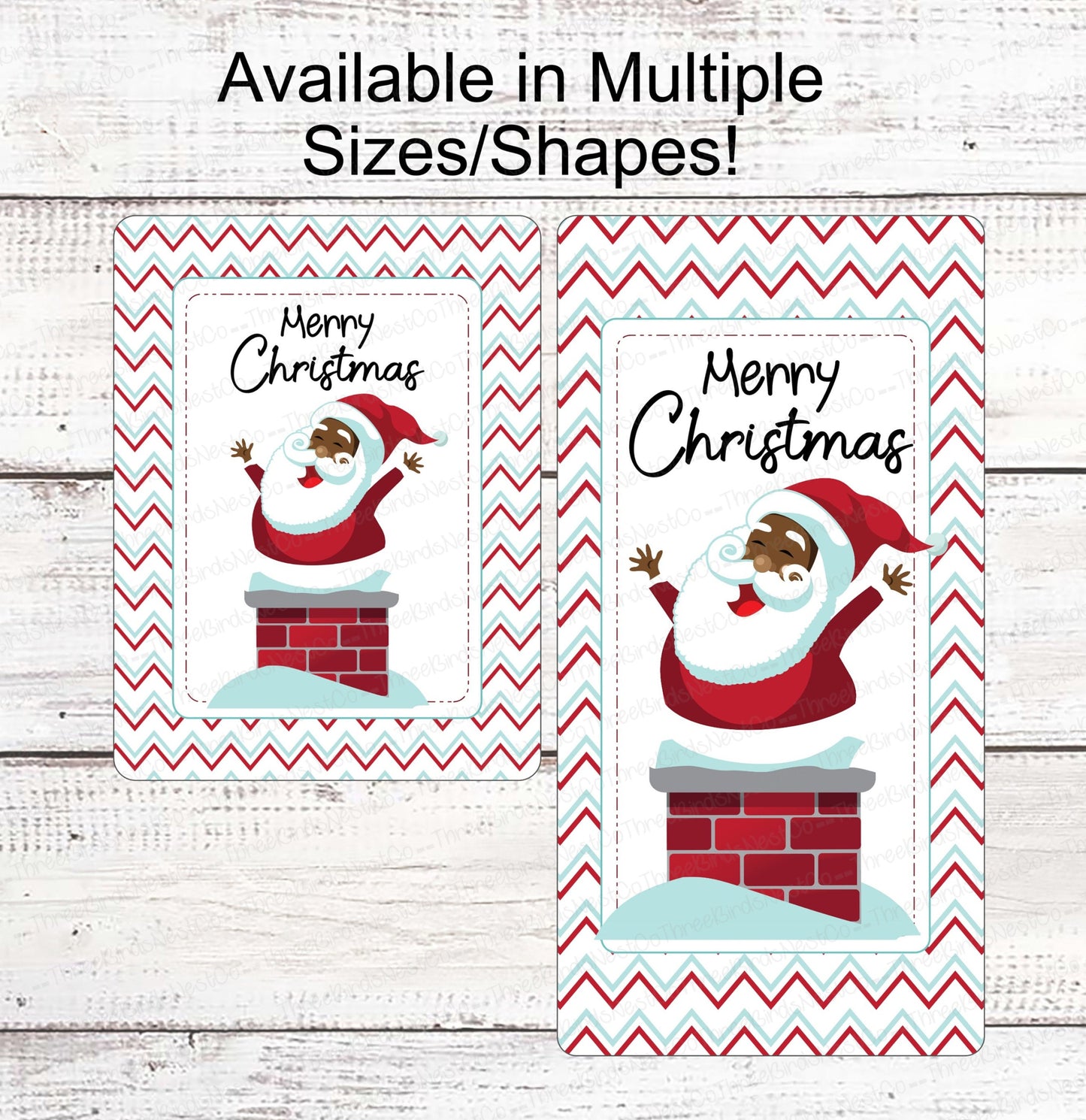 African American Santa in Chimney Christmas Sign