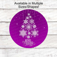 Purple Christmas Sign - Christmas Wreath Signs - Purple Christmas Decor - Christmas Signs - Snowflake Sign - Christmas Tree Sign