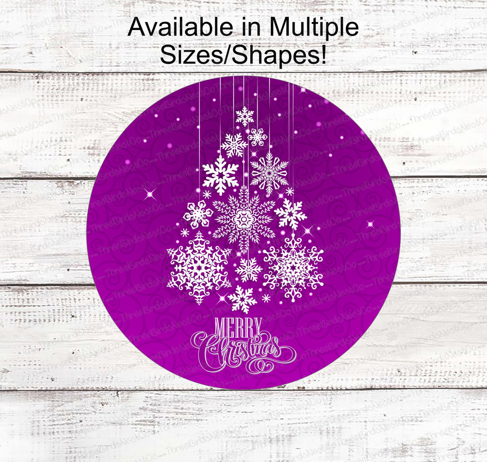 Purple Christmas Sign - Christmas Wreath Signs - Purple Christmas Decor - Christmas Signs - Snowflake Sign - Christmas Tree Sign