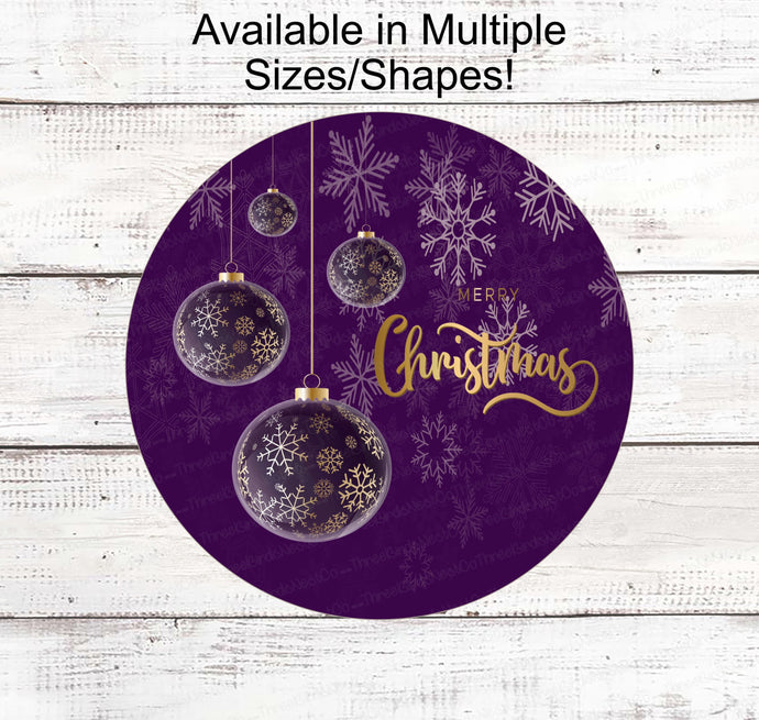 Christmas Wreath Signs - Christmas Signs - Purple Christmas Sign - Christmas Ornaments - Christmas Ornaments Signs - Purple Christmas Decor