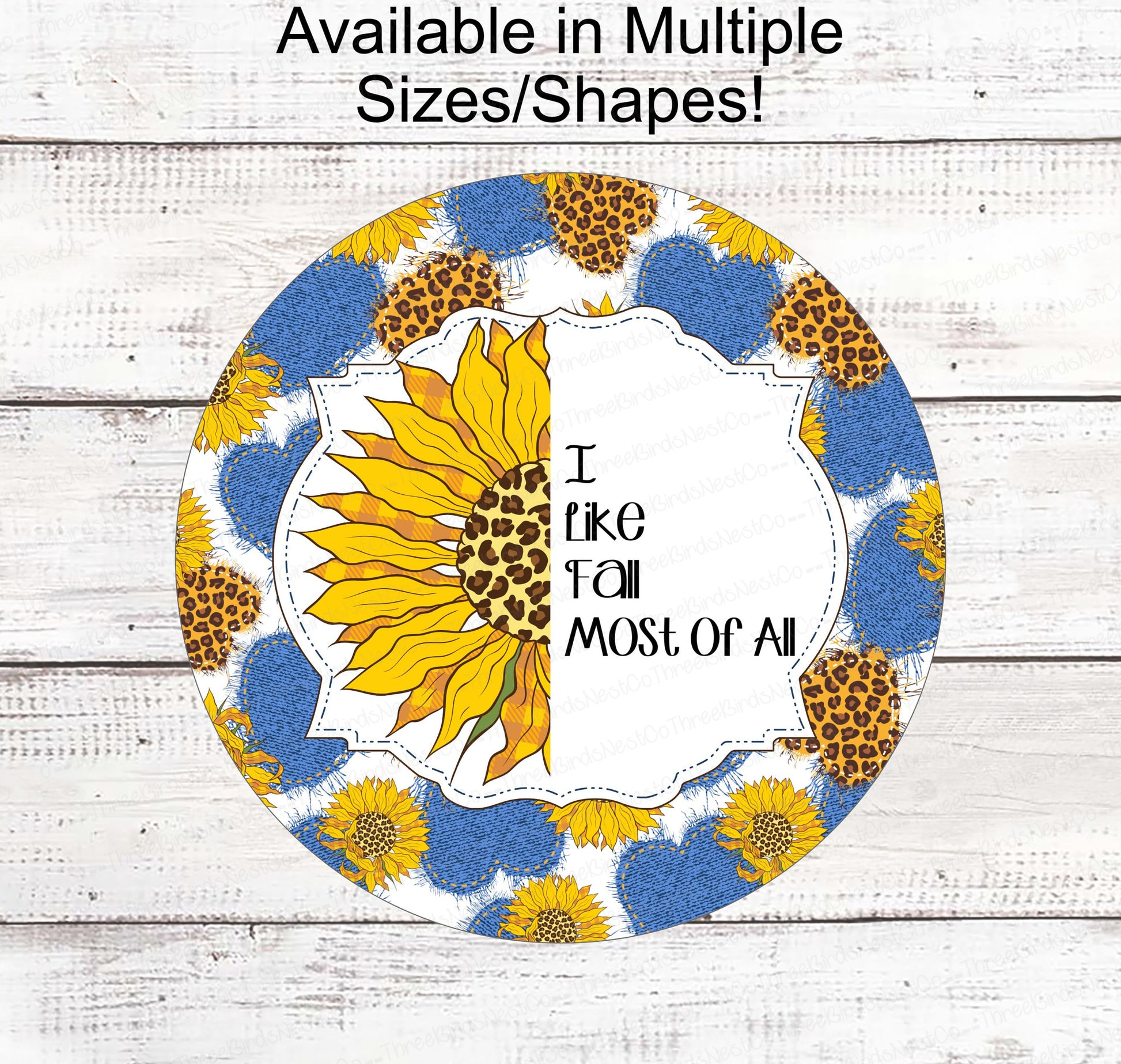 Fall Welcome Sign - Sunflower Sign - Sunflowers Wreath Sign - Fall Wreath Sign - Welcome Fall Sign - Leopard Print Sign