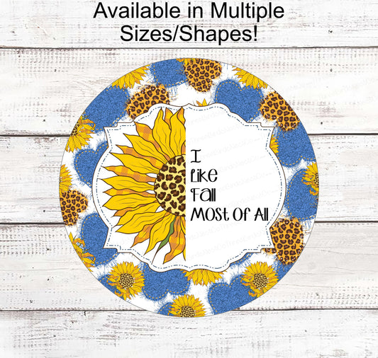 Fall Welcome Sign - Sunflower Sign - Sunflowers Wreath Sign - Fall Wreath Sign - Welcome Fall Sign - Leopard Print Sign