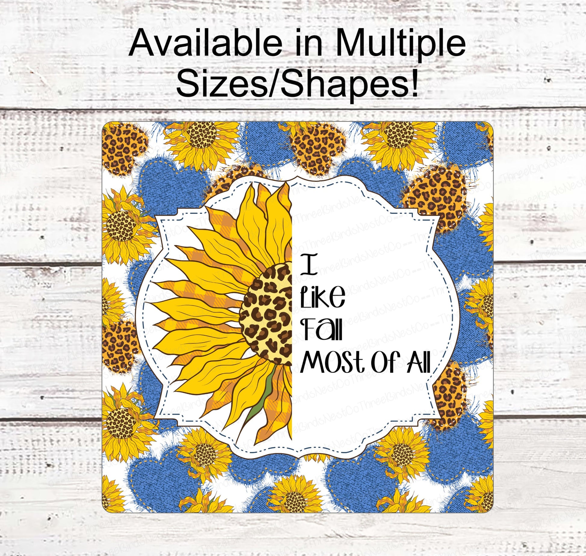 Fall Welcome Sign - Sunflower Sign - Sunflowers Wreath Sign - Fall Wreath Sign - Welcome Fall Sign - Leopard Print Sign