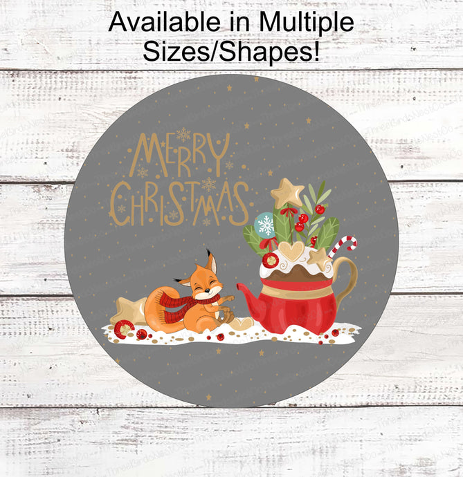 Christmas Wreath Signs - Fox Sign - Merry Christmas Signs - Christmas Fox - Fox Wreath Sign