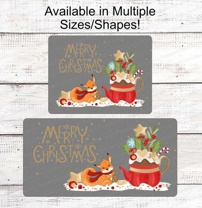 Christmas Wreath Signs - Fox Sign - Merry Christmas Signs - Christmas Fox - Fox Wreath Sign