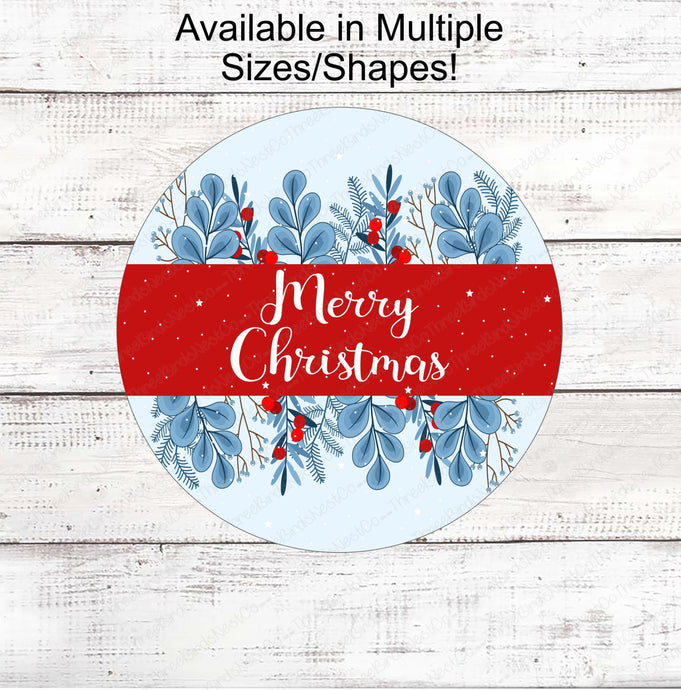 Christmas Wreath Signs - Christmas Signs - Blue Christmas Sign - Merry Christmas Signs