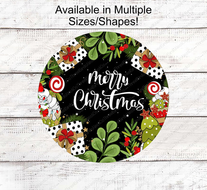 Christmas Wreath Signs - Christmas Signs - Merry Christmas Signs - Christmas Presents - Christmas Greenery - Cupcakes Sign