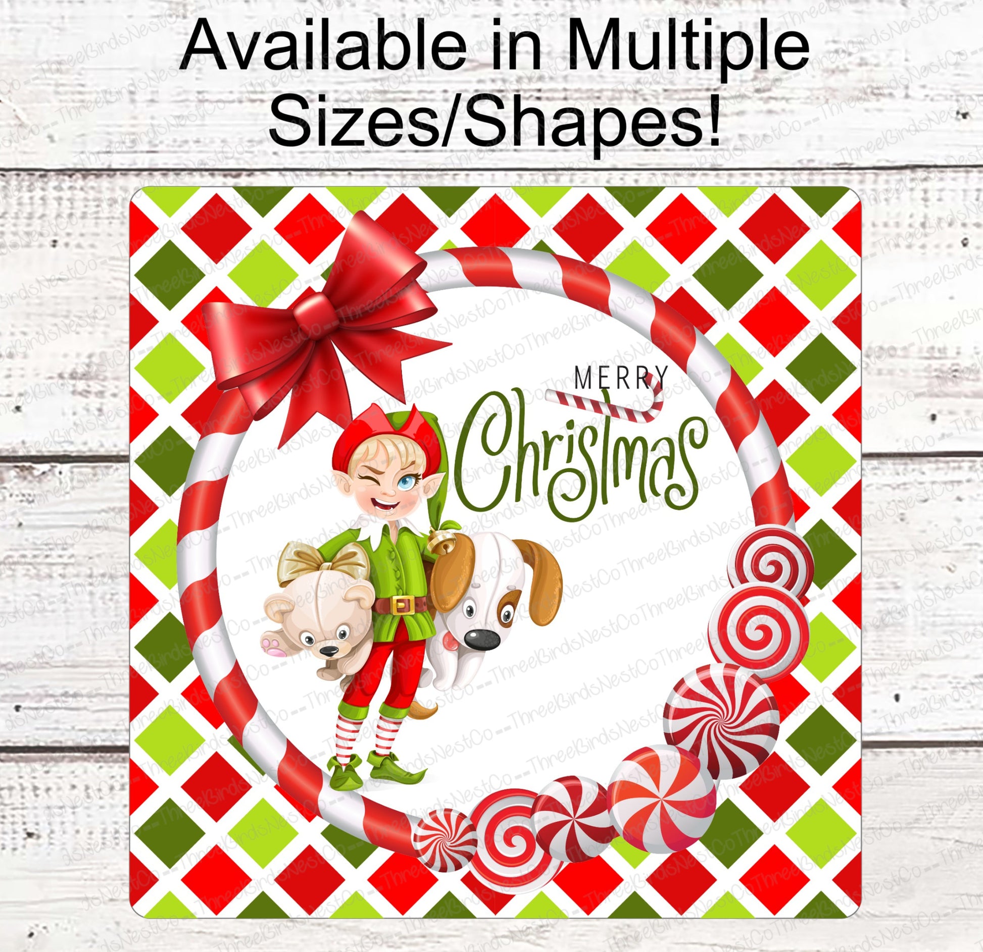 Elf Surveillance Sign - Christmas Wreath Signs - Christmas Elf Sign - Candy Cane Sign - Christmas Signs - Merry Christmas Sign