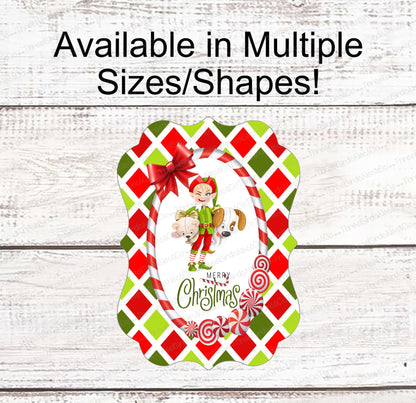Elf Surveillance Sign - Christmas Wreath Signs - Christmas Elf Sign - Candy Cane Sign - Christmas Signs - Merry Christmas Sign