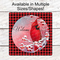 Christmas Wreath Signs - Cardinal Wreath Sign - Winter Welcome Sign - Christmas Signs - Winter Sign