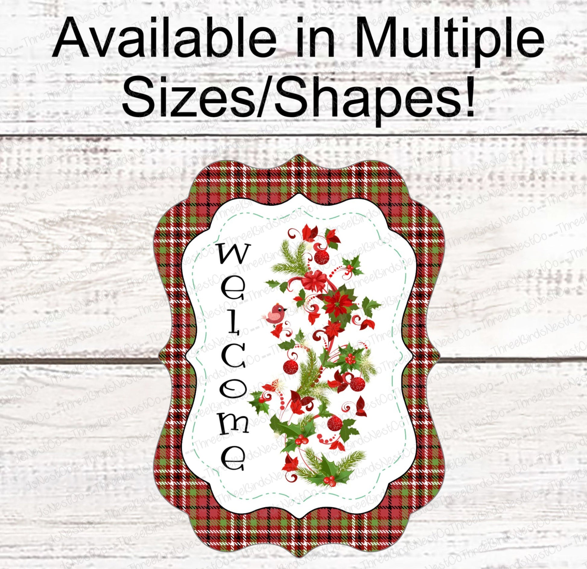Christmas Wreath Signs - Poinsettia Sign - Cardinal Wreath Sign - Winter Welcome Sign - Christmas Signs - Winter Sign