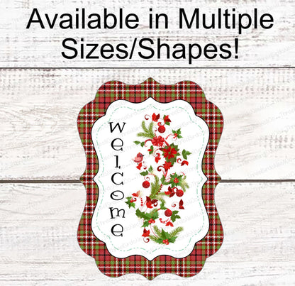 Christmas Wreath Signs - Poinsettia Sign - Cardinal Wreath Sign - Winter Welcome Sign - Christmas Signs - Winter Sign