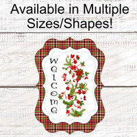 Christmas Wreath Signs - Poinsettia Sign - Cardinal Wreath Sign - Winter Welcome Sign - Christmas Signs - Winter Sign
