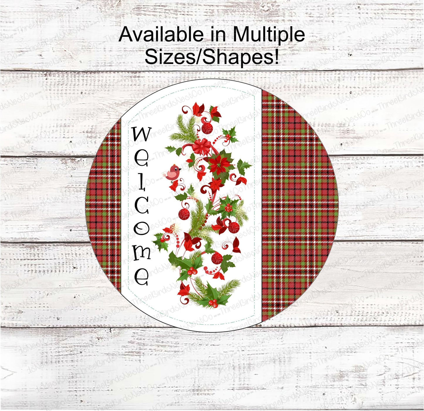 Christmas Wreath Signs - Poinsettia Sign - Cardinal Wreath Sign - Winter Welcome Sign - Christmas Signs - Winter Sign