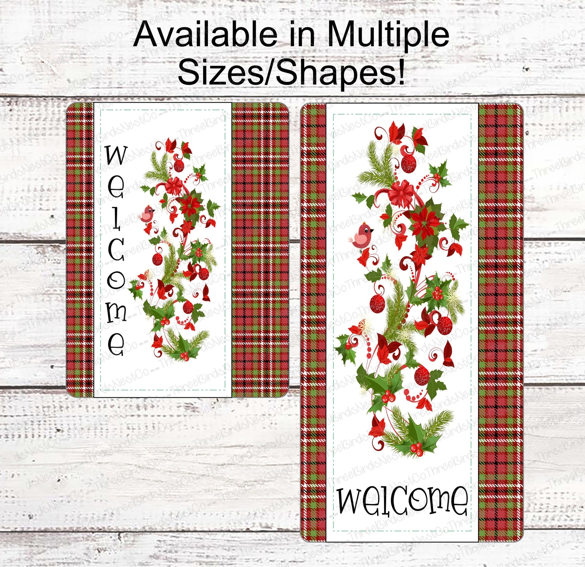 Christmas Wreath Signs - Poinsettia Sign - Cardinal Wreath Sign - Winter Welcome Sign - Christmas Signs - Winter Sign