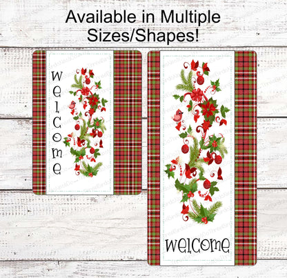 Christmas Wreath Signs - Poinsettia Sign - Cardinal Wreath Sign - Winter Welcome Sign - Christmas Signs - Winter Sign