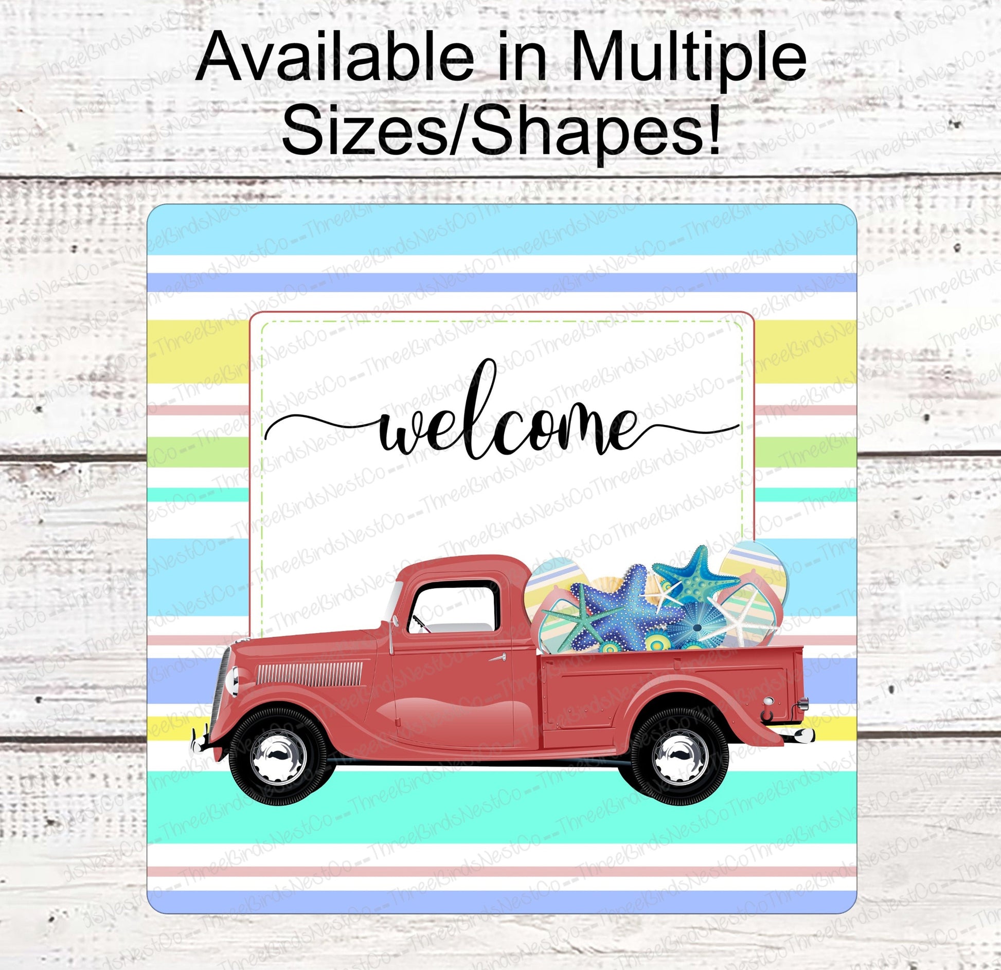 Beach Wreath Sign - Flip Flops Sign - Old Truck Sign - Welcome Wreath Sign - Starfish Sign - Beach Wreath - Beach Decor - Beach Welcome Sign