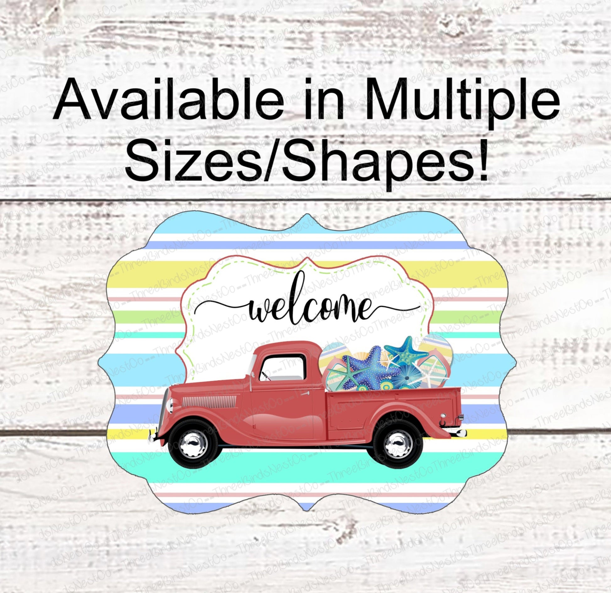 Beach Wreath Sign - Flip Flops Sign - Old Truck Sign - Welcome Wreath Sign - Starfish Sign - Beach Wreath - Beach Decor - Beach Welcome Sign
