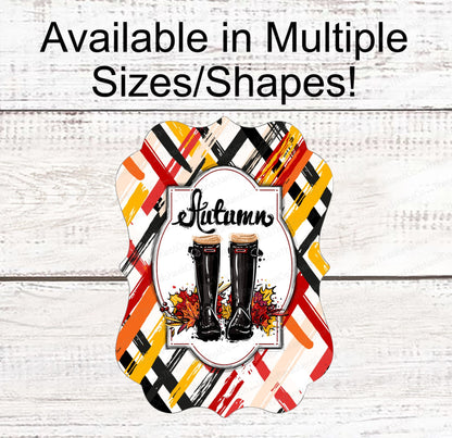 Fall Wreath Sign - Football Sign - Fall Football Sign - Autumn Blessings - Fall Welcome Sign - Boots Sign - Autumn Leaves - Autumn Sign