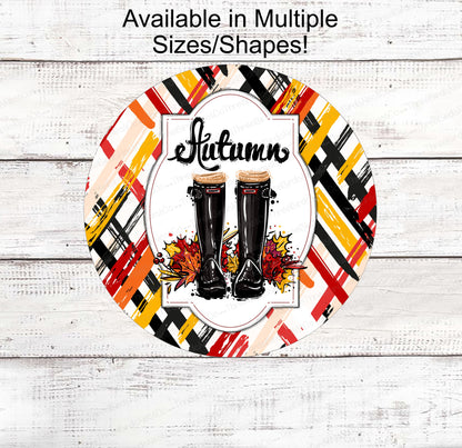 Fall Wreath Sign - Football Sign - Fall Football Sign - Autumn Blessings - Fall Welcome Sign - Boots Sign - Autumn Leaves - Autumn Sign