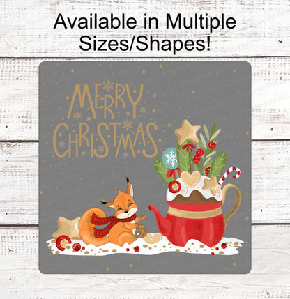 Christmas Wreath Signs - Fox Sign - Merry Christmas Signs - Christmas Fox - Fox Wreath Sign