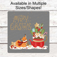 Christmas Wreath Signs - Fox Sign - Merry Christmas Signs - Christmas Fox - Fox Wreath Sign