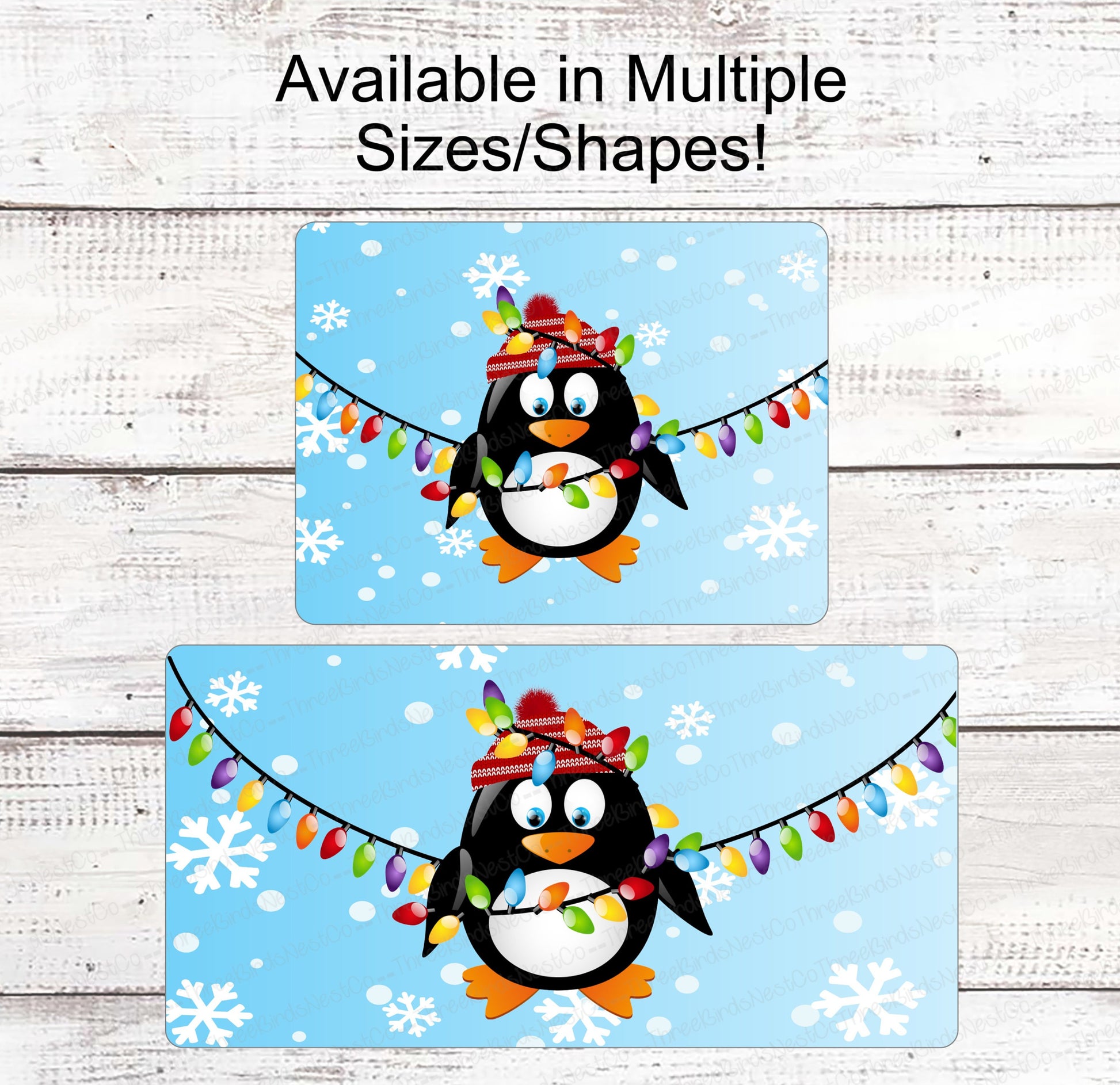 Christmas Wreath Sign - Christmas Penguin - Penguin Sign - Penguin Face Sign - Christmas Lights Sign