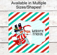 
              Christmas Wreath Signs - Santa Signs - Snowman Sign - Welcome Friends - Christmas Signs - Merry Christmas - Winter Sign - Santa Decor
            