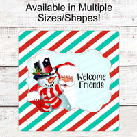 Christmas Wreath Signs - Santa Signs - Snowman Sign - Welcome Friends - Christmas Signs - Merry Christmas - Winter Sign - Santa Decor