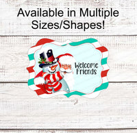 
              Christmas Wreath Signs - Santa Signs - Snowman Sign - Welcome Friends - Christmas Signs - Merry Christmas - Winter Sign - Santa Decor
            