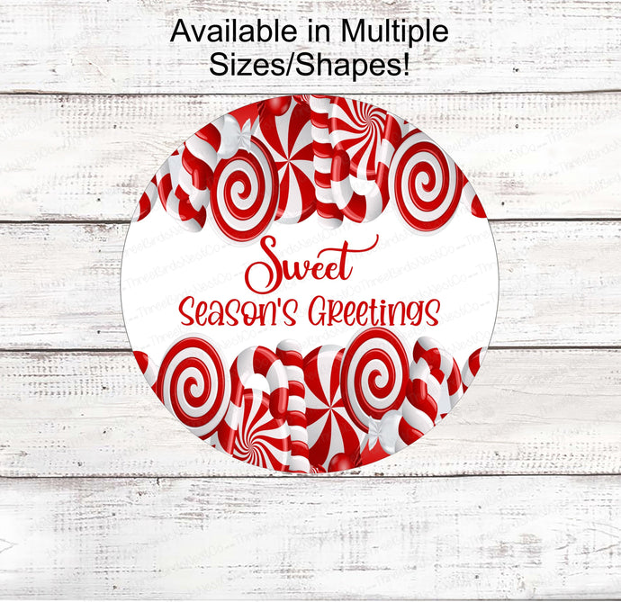 Christmas Wreath Sign - Christmas Candy Sign - Winter Wreath Signs - Candy Cane Sign - Christmas Signs - Seasons Greetings Sign - Candy Sign