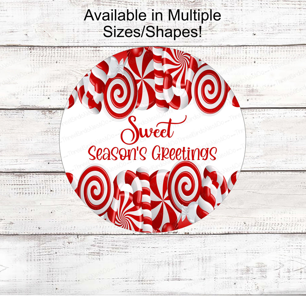 Christmas Wreath Sign - Christmas Candy Sign - Winter Wreath Signs - Candy Cane Sign - Christmas Signs - Seasons Greetings Sign - Candy Sign