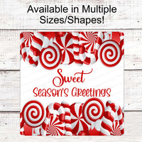Christmas Wreath Sign - Christmas Candy Sign - Winter Wreath Signs - Candy Cane Sign - Christmas Signs - Seasons Greetings Sign - Candy Sign