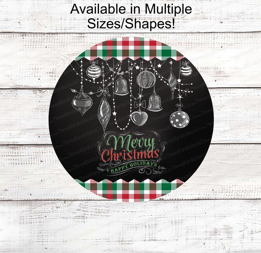 Christmas Wreath Signs - Christmas Signs - Merry Christmas Sign - Chalkboard Christmas Signs - Christmas Ornaments Signs