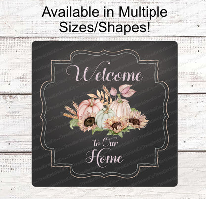 Fall Welcome Sign - Welcome Fall Sign - Pastel Pumpkins - Fall Wreath Sign - Sunflowers Signs - Autumn Wreath - Autumn Sign - Fall Floral