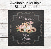 
              Fall Welcome Sign - Welcome Fall Sign - Pastel Pumpkins - Fall Wreath Sign - Sunflowers Signs - Autumn Wreath - Autumn Sign - Fall Floral
            