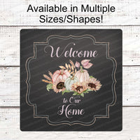 Fall Welcome Sign - Welcome Fall Sign - Pastel Pumpkins - Fall Wreath Sign - Sunflowers Signs - Autumn Wreath - Autumn Sign - Fall Floral