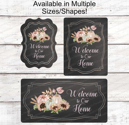 Fall Welcome Sign - Welcome Fall Sign - Pastel Pumpkins - Fall Wreath Sign - Sunflowers Signs - Autumn Wreath - Autumn Sign - Fall Floral